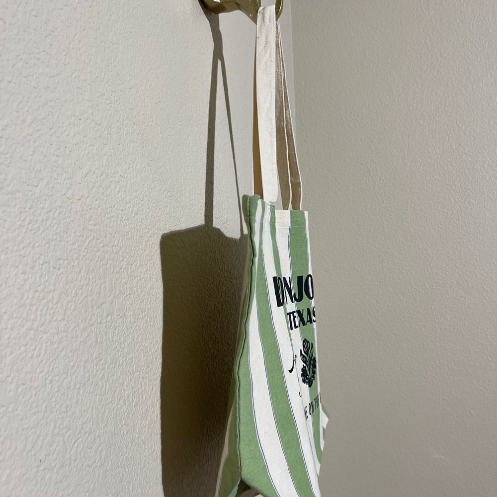 Sezane Green and White Striped Tote Bag - Picture 3 of 7
